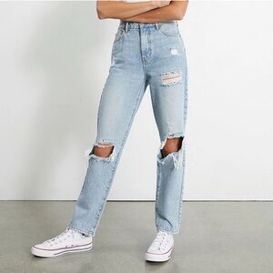 Pacsun | High-Waisted Medium Indigo Ripped Mom Jeans